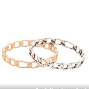 AllSaints Set of 2 Frozen Chain Rings Gold and Silver Tone Ring Size 8 New